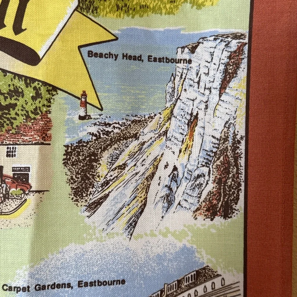 Vintage Alfriston England Souvenir Tea Towel 100% Cotton 30